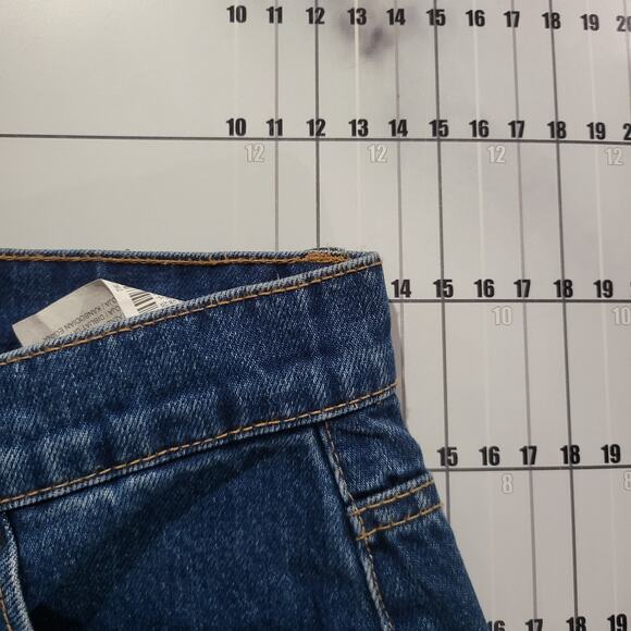 Pull Bear Mom Jeans Womens 4 Blue Pants Distressed Baggy Cuffed Dark Waist 26 - Picture 8 of 9